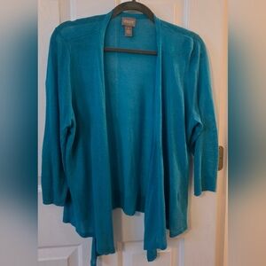 Chico's Women's Teal Open Front Sweater Cardigan